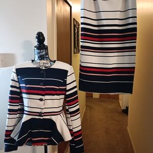 Chic Striped Women's Skirt Set